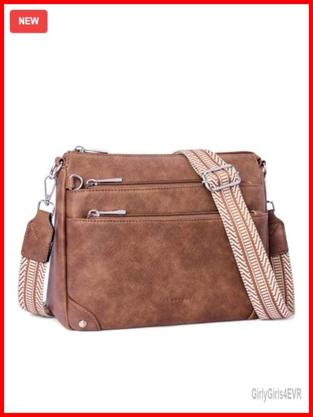 PU Leather RFID Crossbody Bag with Adjustable Strap Medium Shoulder Purse